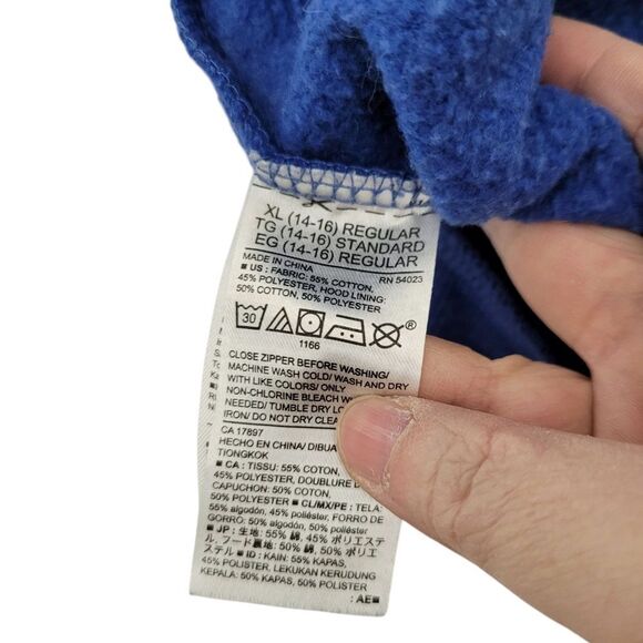 2/$20 Old Navy Blue Zipper Up Hoodie Jacket Size: Youth XL 14-16 - Picture 13 of 13